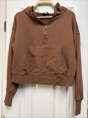 Joy Lab Women's Half-Zip Hooded Sweatshirt - Brown